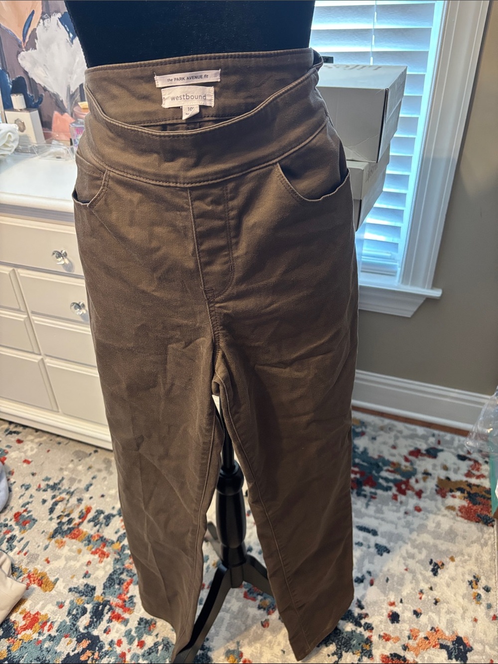 Westbound Women’s Olive-Brown Stretch Twill Chinos